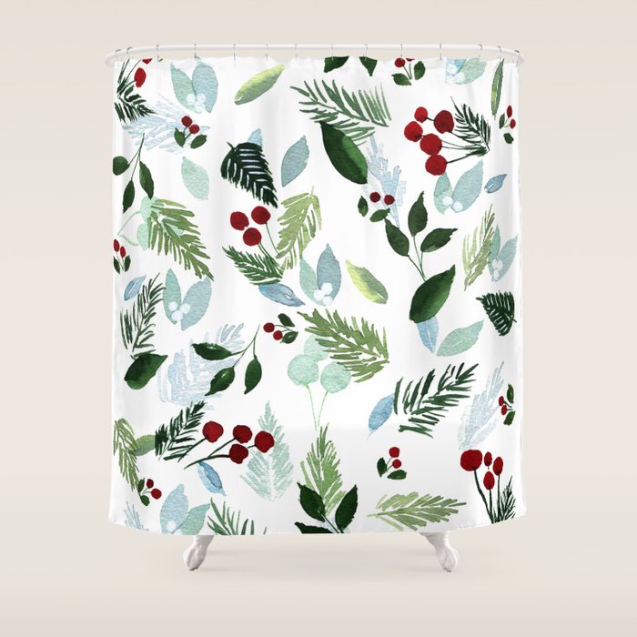 Blue Christmas Shower Curtain Gallery Image 1