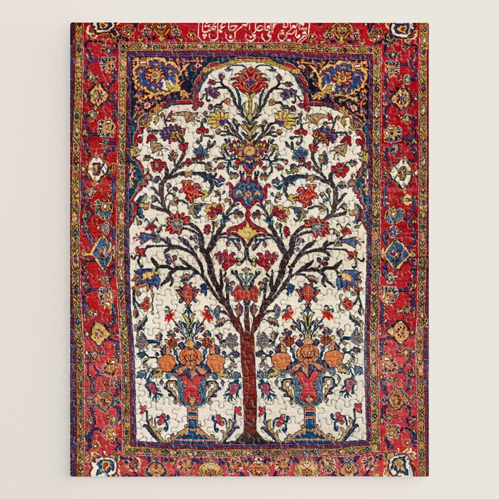 Bakhtiari Khan Central Persian Carpet Print Jigsaw Puzzle Gallery Image 1