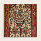 Bakhtiari Khan Central Persian Carpet Print Wood Wall Art Gallery Image 1