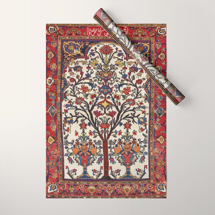 Bakhtiari Khan Central Persian Carpet Print Wrapping Paper Gallery Image 1