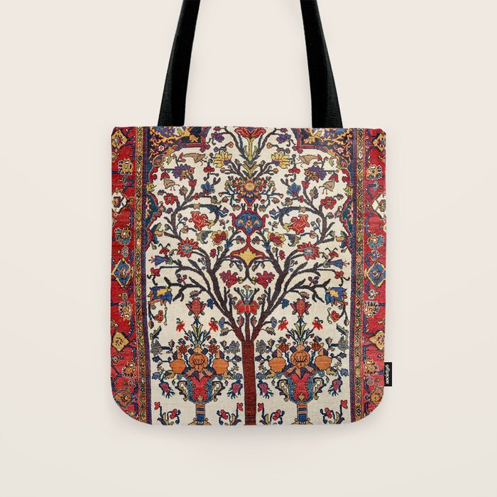 Bakhtiari Khan Central Persian Carpet Print Tote Bag Gallery Image 1