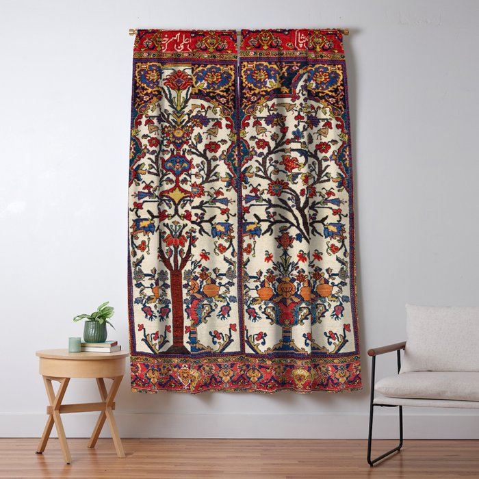 Bakhtiari Khan Central Persian Carpet Print Window Curtain Gallery Image 5
