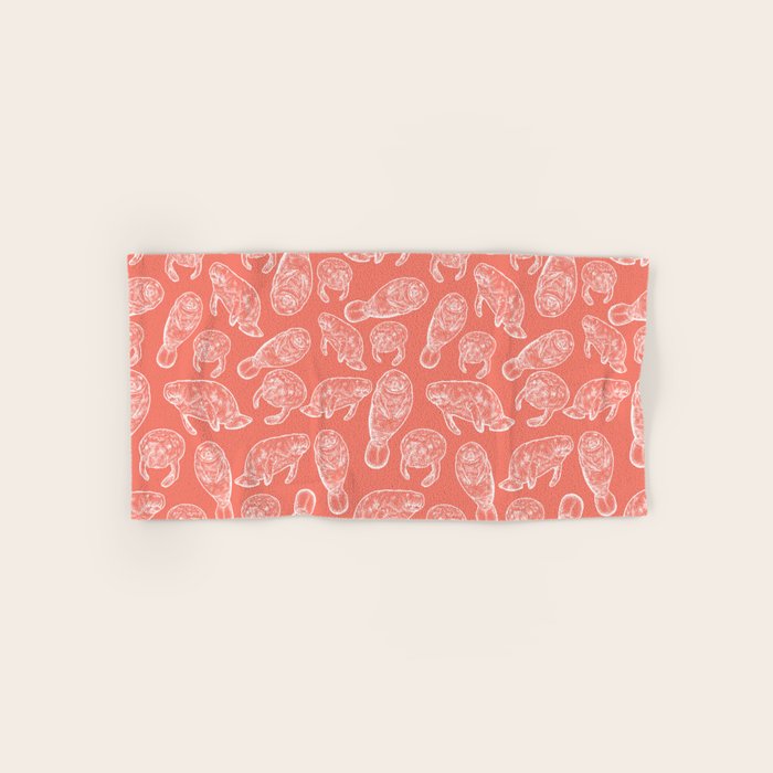 Manatee Print - Coral Bath Towel Gallery Image 1