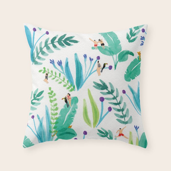 Toucan jungle Throw Pillow Gallery Image 1