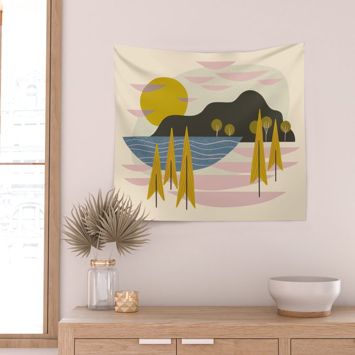 Alpine Forest Landscape Wall Tapestry Gallery Image 2