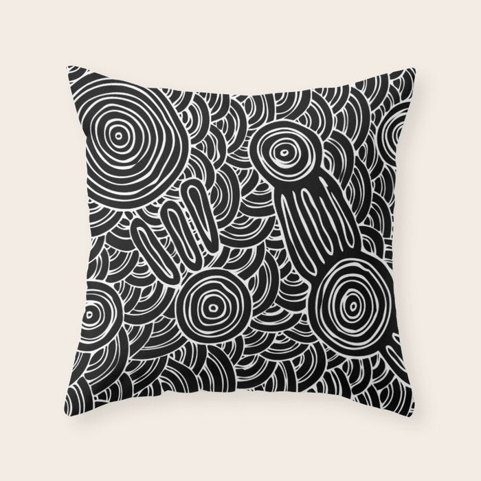 Aboriginal Art Authentic - Meeting Places Throw Pillow Gallery Image 6
