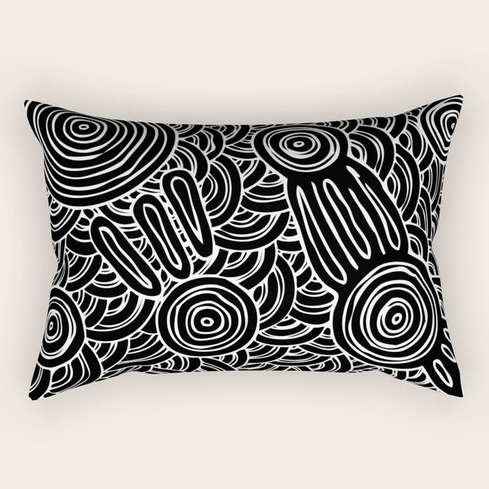 Aboriginal Art Authentic - Meeting Places Rectangular Pillow Gallery Image 2
