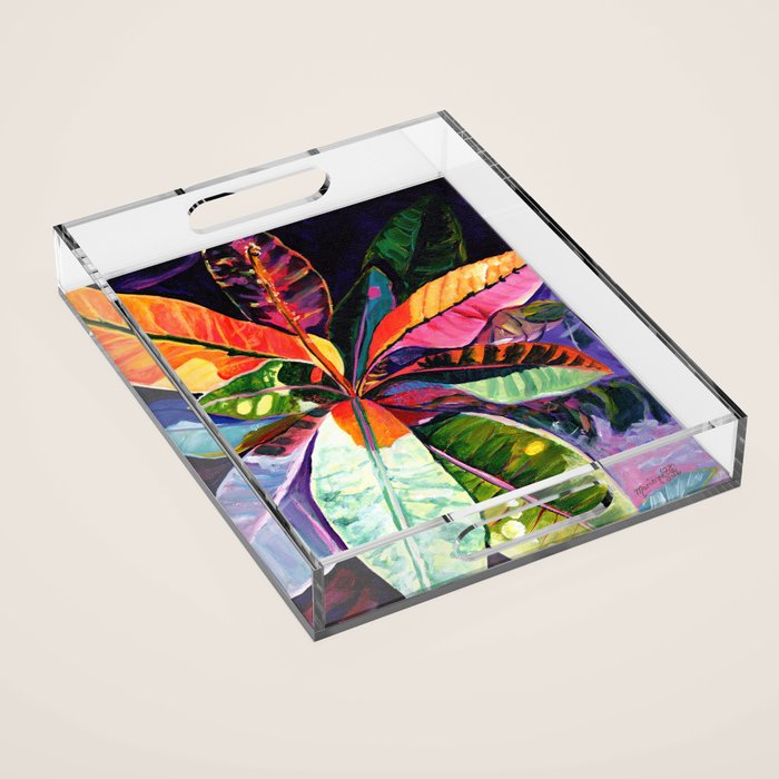 Kauai Croton Leaves Acrylic Tray Gallery Image 1