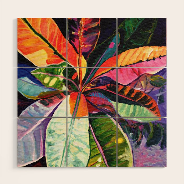 Kauai Croton Leaves Wood Wall Art Gallery Image 1