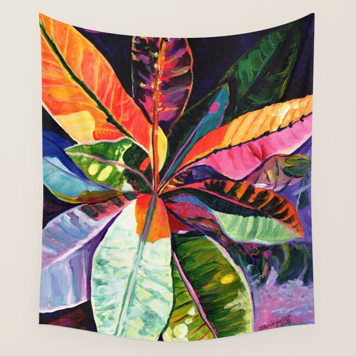 Kauai Croton Leaves Wall Tapestry Gallery Image 4