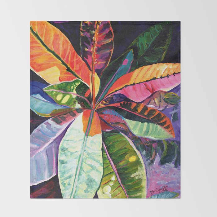 Kauai Croton Leaves Throw Blanket Gallery Image 2