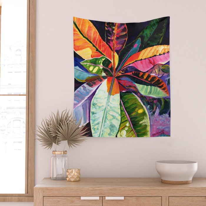 Kauai Croton Leaves Wall Tapestry Gallery Image 2