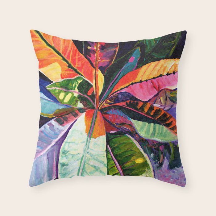 Kauai Croton Leaves Throw Pillow Gallery Image 1
