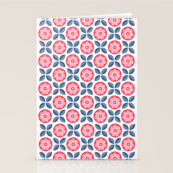 Retro Floral Seamless Pattern in Pink and Blue Stationery Card Gallery Image 1