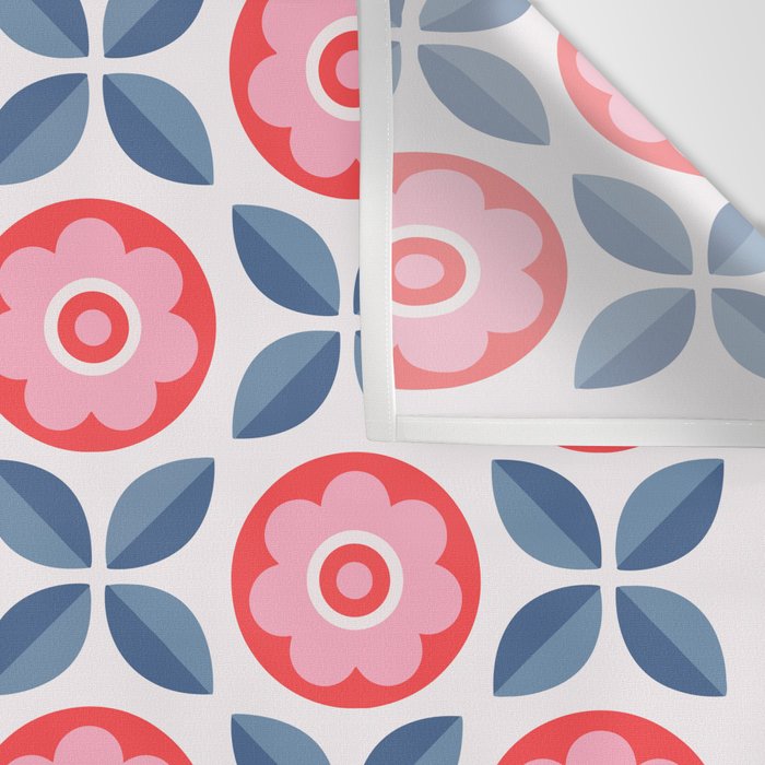 Retro Floral Seamless Pattern in Pink and Blue Wall Tapestry Gallery Image 3