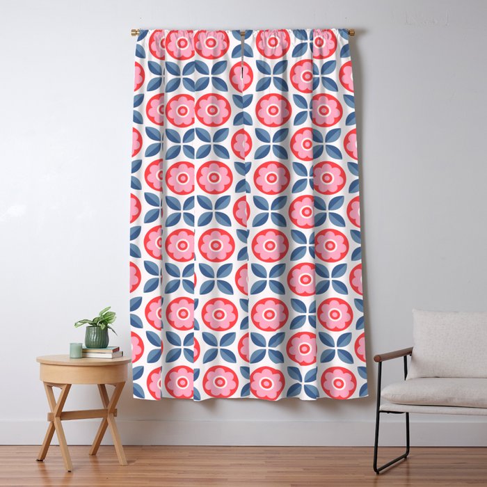Retro Floral Seamless Pattern in Pink and Blue Window Curtain Gallery Image 5