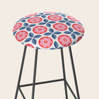 Retro Floral Seamless Pattern in Pink and Blue Stool Gallery Image 2