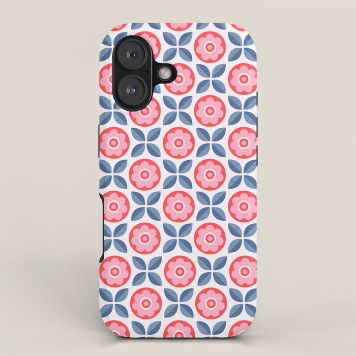 Retro Floral Seamless Pattern in Pink and Blue iPhone Case Gallery Image 1