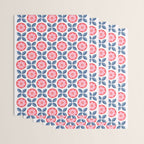 Retro Floral Seamless Pattern in Pink and Blue Wrapping Paper Gallery Image 3
