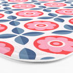 Retro Floral Seamless Pattern in Pink and Blue Bath Mat Gallery Image 3