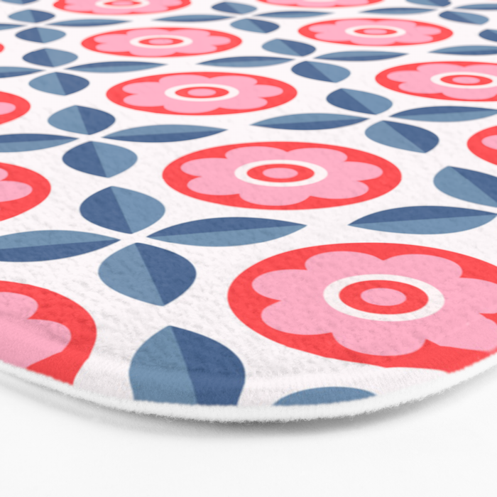 Retro Floral Seamless Pattern in Pink and Blue Bath Mat Gallery Image 3
