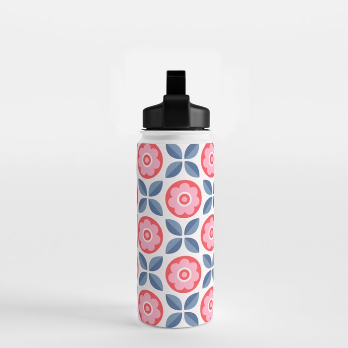 Retro Floral Seamless Pattern in Pink and Blue Water Bottle Gallery Image 2