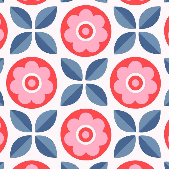 Retro Floral Seamless Pattern in Pink and Blue Coffee Mug Gallery Image 2