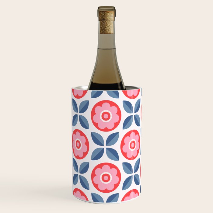 Retro Floral Seamless Pattern in Pink and Blue Wine Chiller Gallery Image 2