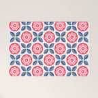 Retro Floral Seamless Pattern in Pink and Blue Welcome Mat Gallery Image 1