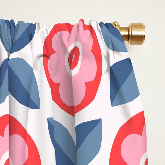 Retro Floral Seamless Pattern in Pink and Blue Window Curtain Gallery Image 2