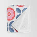 Retro Floral Seamless Pattern in Pink and Blue Throw Blanket Gallery Image 3