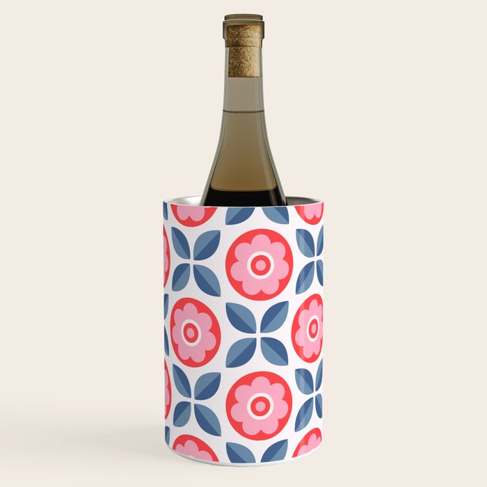 Retro Floral Seamless Pattern in Pink and Blue Wine Chiller Gallery Image 3