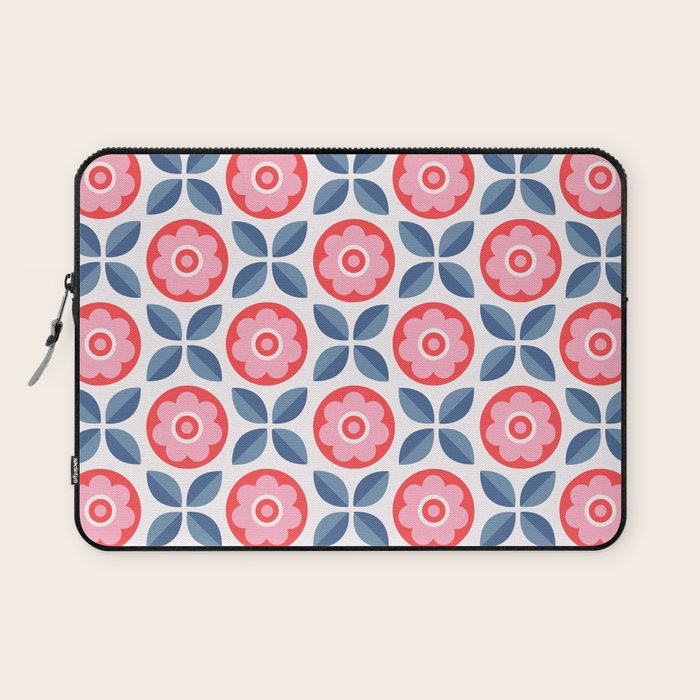 Retro Floral Seamless Pattern in Pink and Blue Laptop Sleeve Gallery Image 1