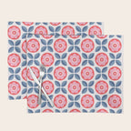 Retro Floral Seamless Pattern in Pink and Blue Placemat Gallery Image 1