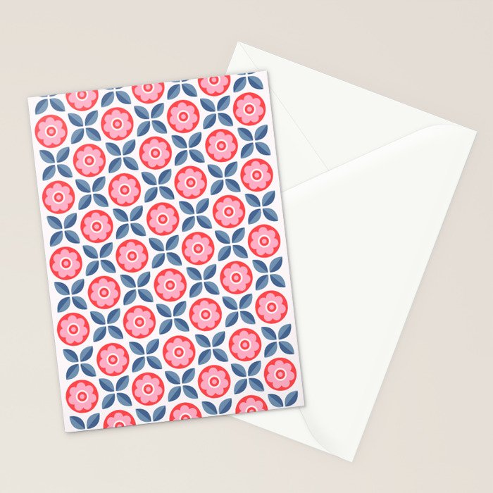 Retro Floral Seamless Pattern in Pink and Blue Stationery Card Gallery Image 2