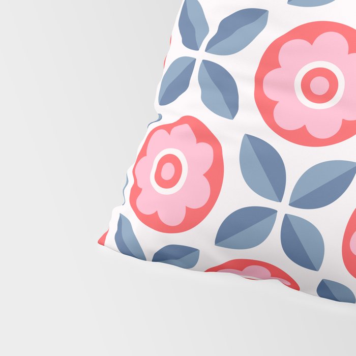 Retro Floral Seamless Pattern in Pink and Blue Pillow Sham Gallery Image 4