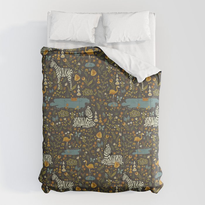 Zebras in Wild Fall Garden Comforter Gallery Image 6