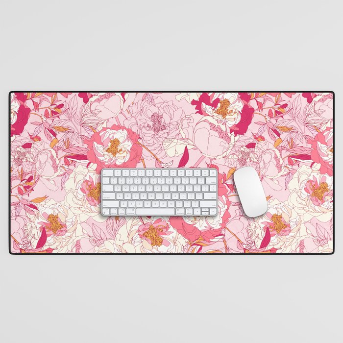 Pink flowers of peonies Desk Mat Gallery Image 1