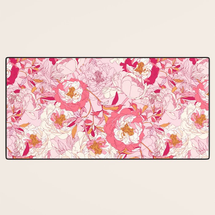 Pink flowers of peonies Desk Mat Gallery Image 3