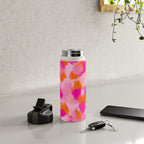 Pink and Orange Abstract Pattern Brushstrokes Water Bottle Gallery Image 4