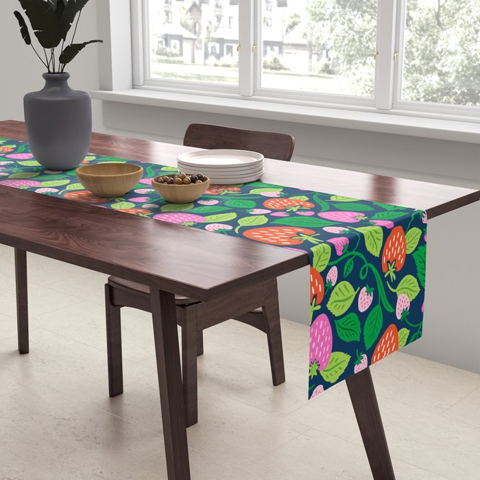 Strawberry Fields - Pink and Blue Table Runner Gallery Image 2