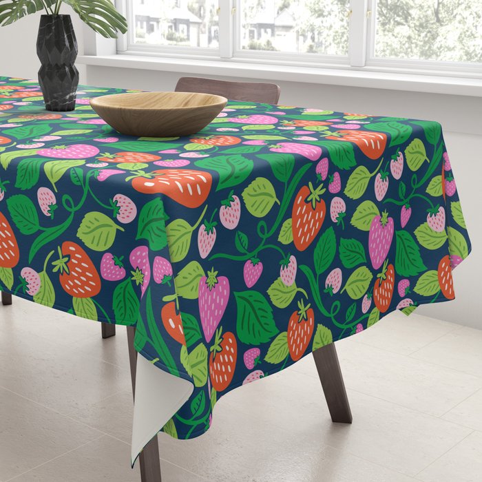 Strawberry Fields - Pink and Blue Tablecloth Gallery Image 3