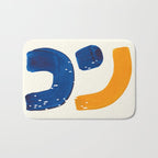 Minimalist Abstract Mid Century Modern Colorful Shape Yellow Blue Pattern Fun Art Bath Mat Gallery Image 1