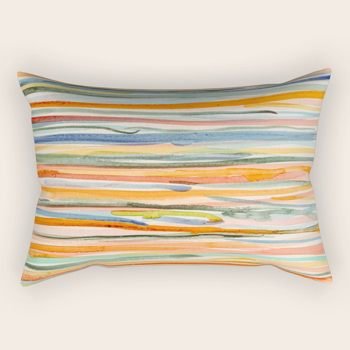 Loose Watercolor Lines 2 - abstract yellow painting Rectangular Pillow Gallery Image 2