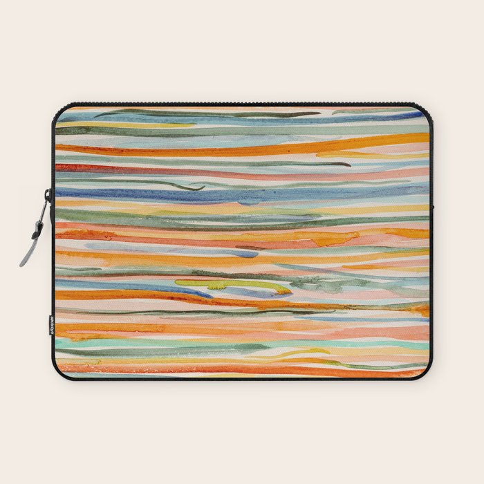 Loose Watercolor Lines 2 - abstract yellow painting Laptop Sleeve Gallery Image 1