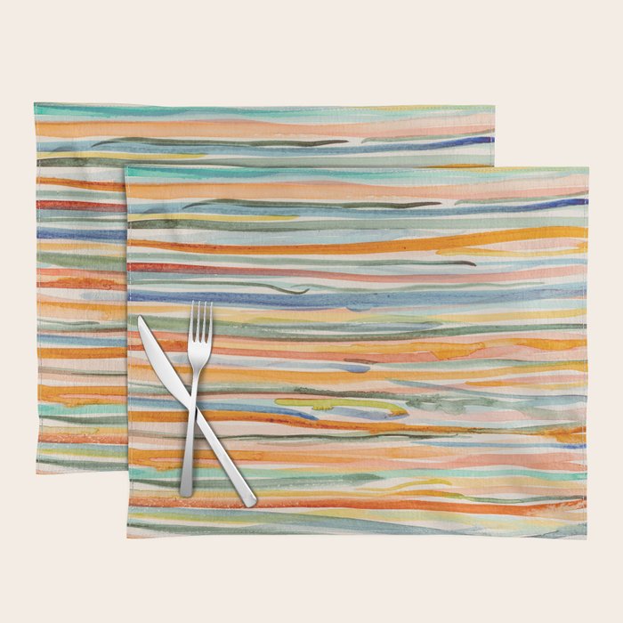 Loose Watercolor Lines 2 - abstract yellow painting Placemat Gallery Image 1