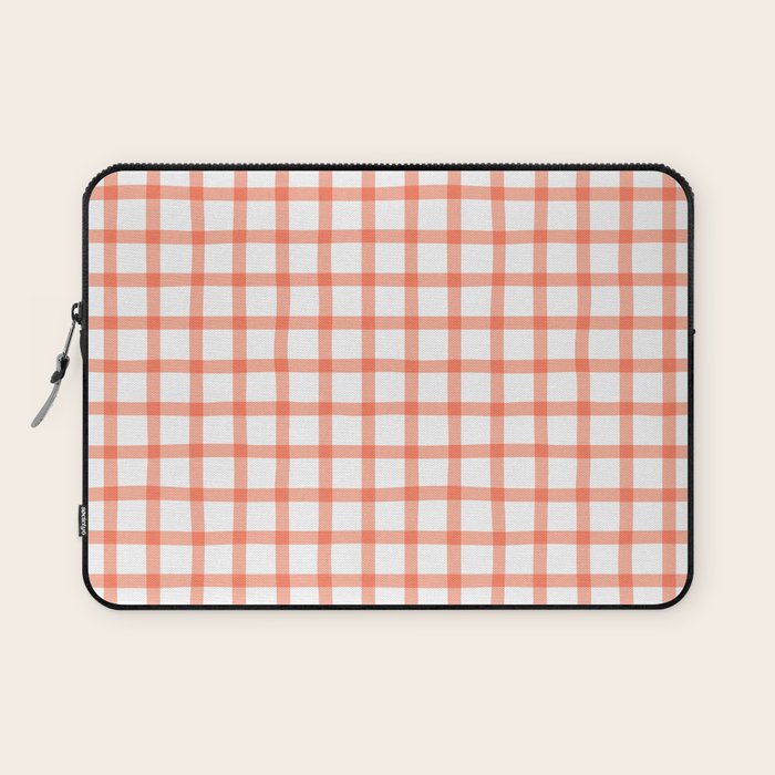 Red geometric plaid gingham pattern Laptop Sleeve Gallery Image 1