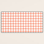 Red geometric plaid gingham pattern Desk Mat Gallery Image 3