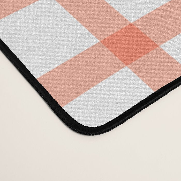 Red geometric plaid gingham pattern Desk Mat Gallery Image 4