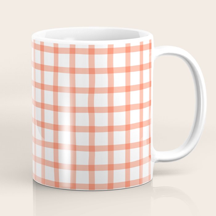 Red geometric plaid gingham pattern Coffee Mug Gallery Image 1